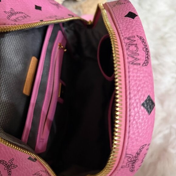 MCM Pink Visetos Mini Backpack Gold Hardware Authentic main image 10